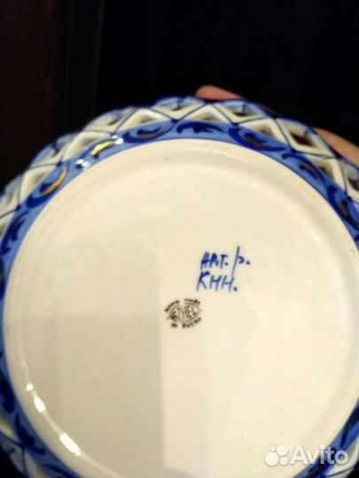 Блюдо фарфор гжель
