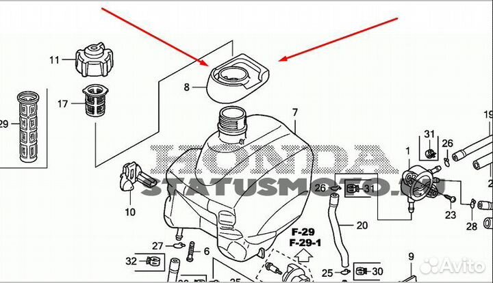 Уплотнитель бака двигателя Honda 17514-ZT3-000