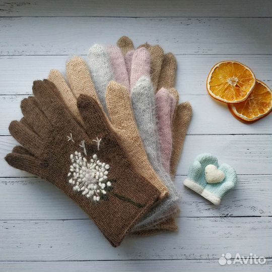 Перчатки вязаные шерсть