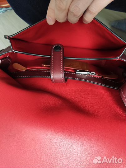 Бордовая кожаная сумка Coach (оригинал)