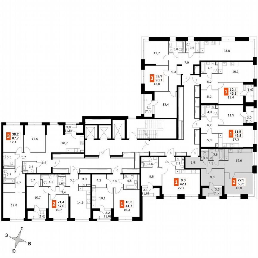 2-к. квартира, 53,4 м², 11/11 эт.