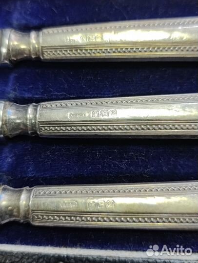 Набор антикварных серебряных ножей 925 проба