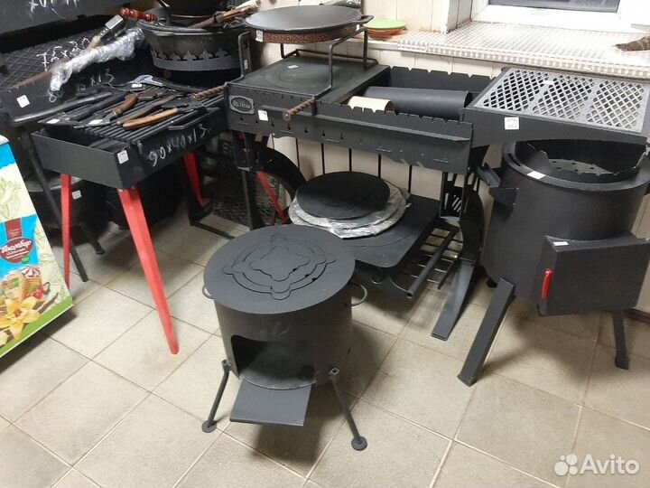 Печь на дровах на 16 л чугунный казан