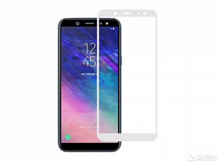 Стекло для Samsung Galaxy J6 Plus 2018 5D (белый)