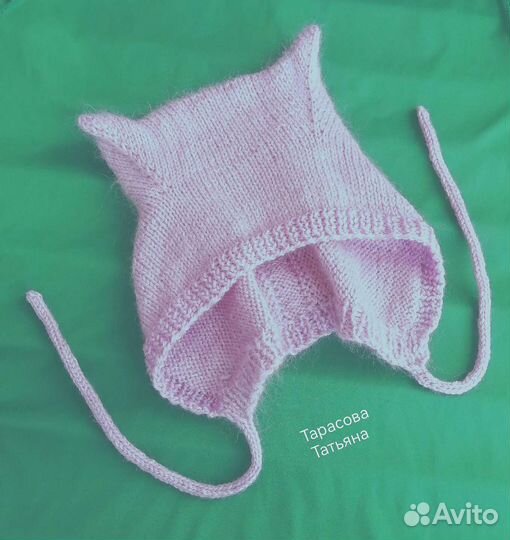 Шапка с ушками, рожками, коточепчик