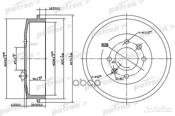 Барабан тормозной задн citroen: berlingo 96