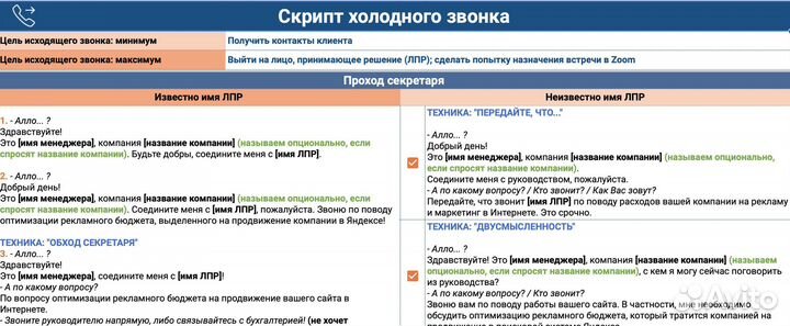 Скрипты продаж / скриптолог / разработка скриптов