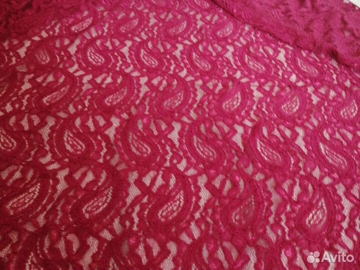 Отрез ткани кулирка хб Фиолетовое кружево, гипюр
