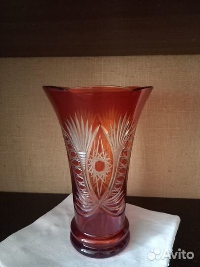 Ваза Цветное Красное Рубиновое стекло