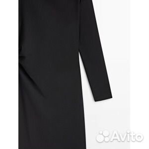 Платье Massimo Dutti Midi With Gathered Side, черн