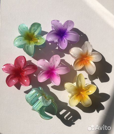 Крабик для волос гавайский цветок большой