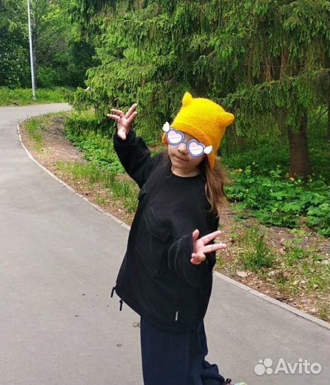 Шапка вязаная с ушками