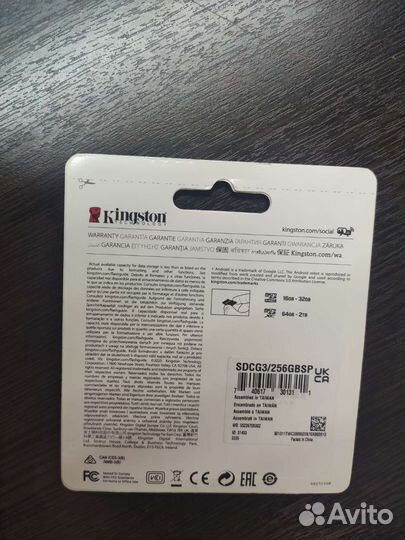 Карта памяти Kingston micro sdxc 256gb 170mb/s