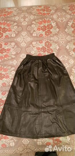 Кожаная юбка натуральная длинная