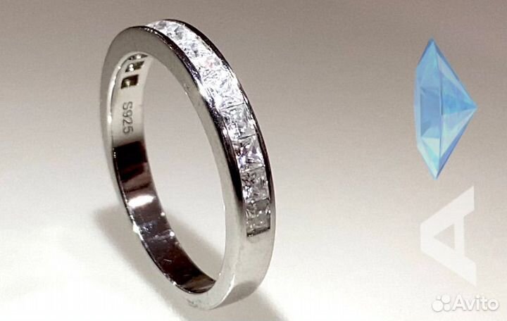 Кольцо дорожка принцесса 1 ct бриллианты(муас.)