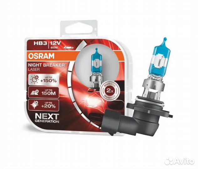 Автолампы Osram HB3 Night Breaker Laser +150