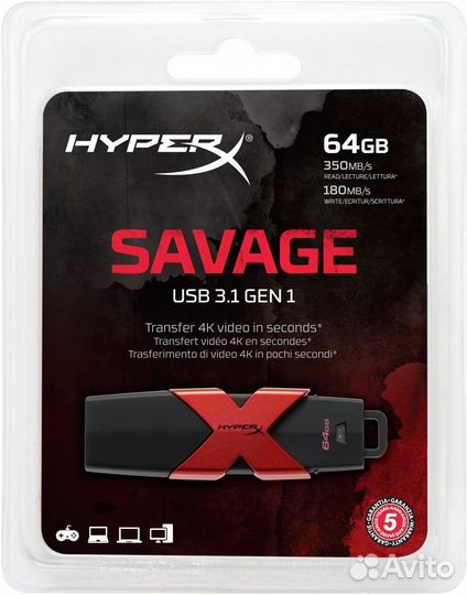 Память USB Flash Kingston HyperX Savage HXS3 64 гб