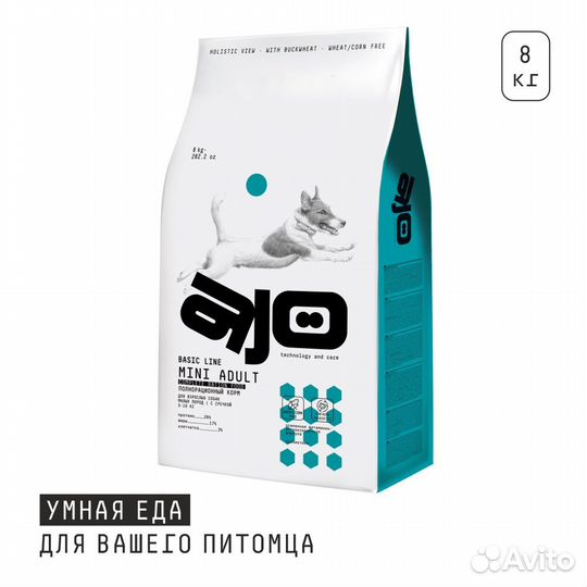 Сухой корм для собак аjo Айо курица гречка 8 кг