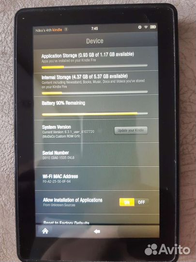 Планшет электронная книга amazon kindle fire 1