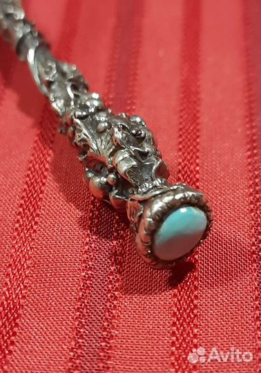 Чайная ложка. Серебро. Бирюза