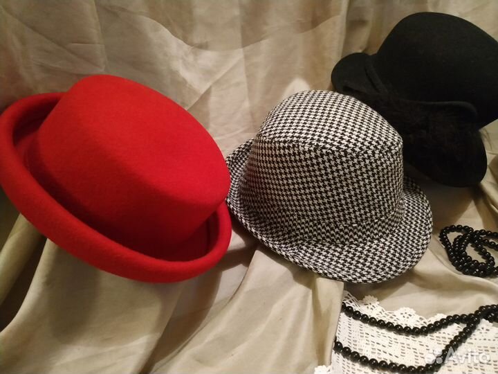 Шляпы фетровые женские Винтаж+шляпа из ткани