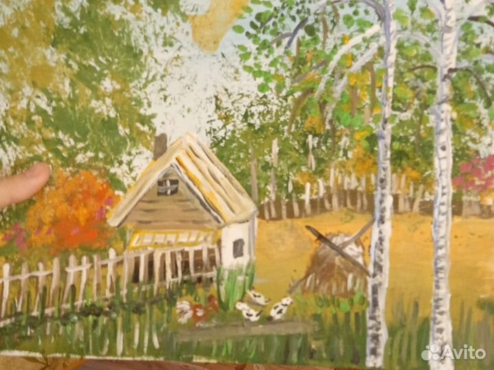 Картина:утро в деревне