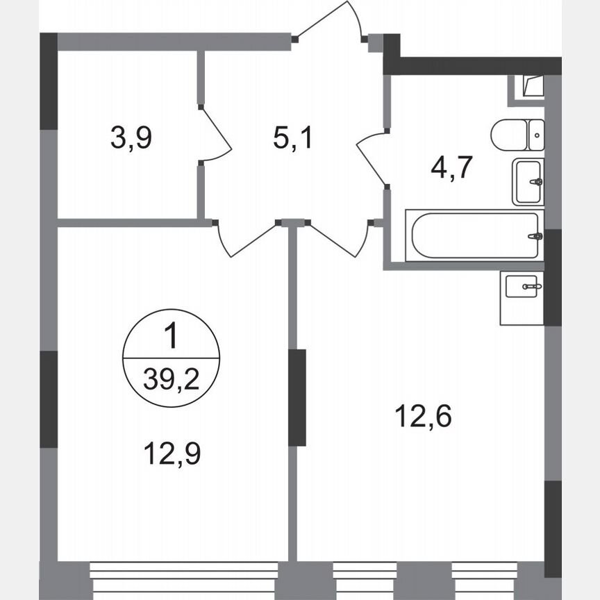 1-к. квартира, 39,2 м², 2/17 эт.