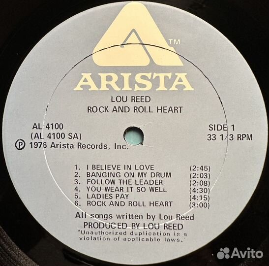 Lou Reed – Rock And Roll Heart (сша 1976г.)