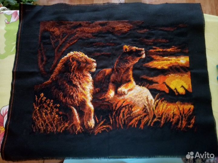 Картина:Львы- закат