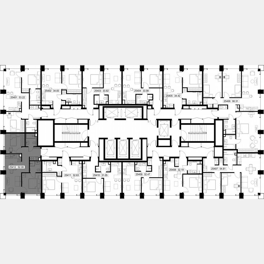 2-к. квартира, 52,1 м², 54/59 эт.
