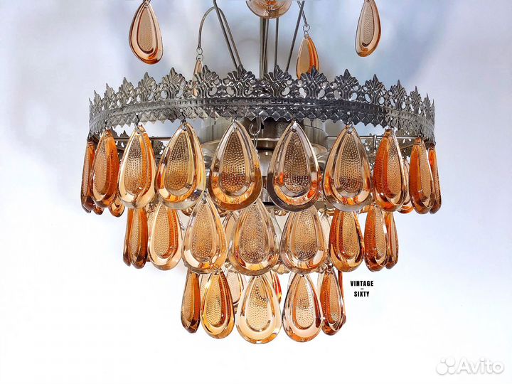 Люстра хрустальная из цветного хрусталя СССР