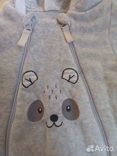 Утеплённый велюровый комбинезон