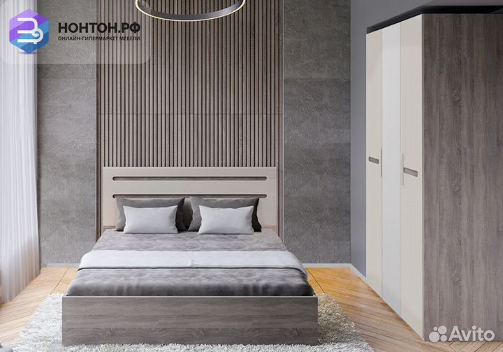 Спальный гарнитур Фьюжн дуб сонома трюфель / бежев