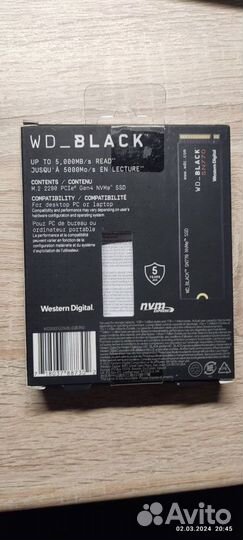 500 гб SSD M.2 накопитель WD Black SN770