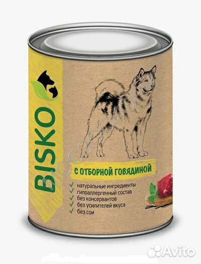 Консервы для собак bisko 750гр