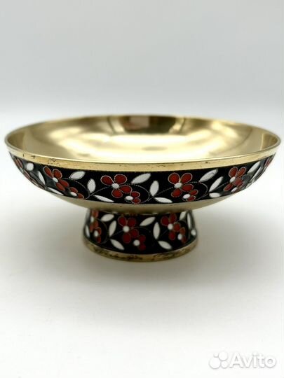 Конфетница / вазочка серебро 916 проба эмаль