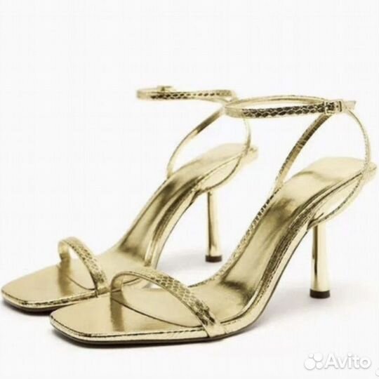 Босоножки золотые блестящие zara 39