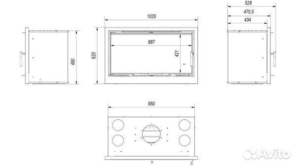 Каминная топка Kratki arke/95