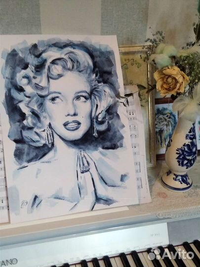 Картина Мерлин Монро А3 акварель Мэрилин Монро