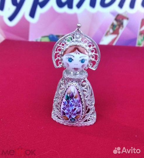 Кукла Ювелирная из Скани Серебро Фигурка Финифть