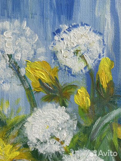 Картина цветы холст масло ручная работа