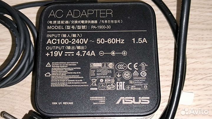 Зарядка для ноутбука Asus 19V 4.74A 90W
