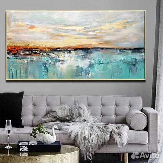 Картина маслом на холсте абстракция морской пейзаж