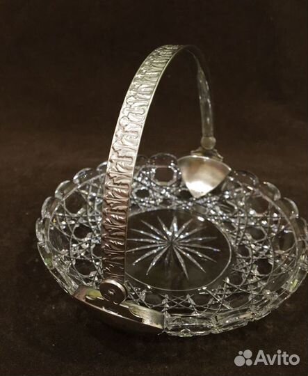 Конфетница, хрусталь, серебро 84 Царизм