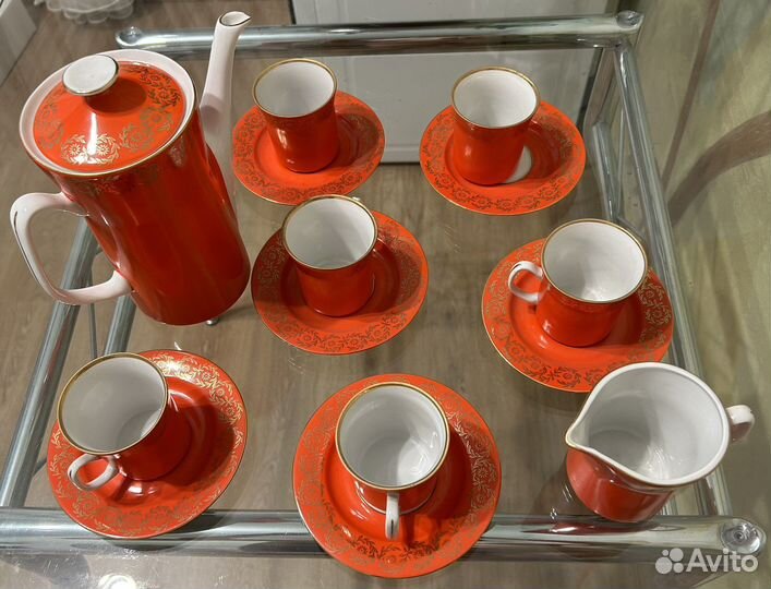 Польский кофейный сервиз. Фарфор 70-е годы