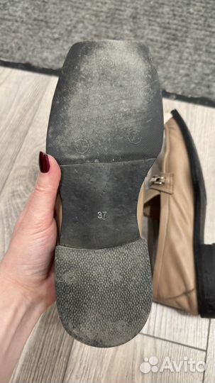 Лоферы бежевые натуральная кожа 37