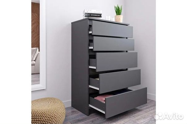 Комод 5 ящиков, графит