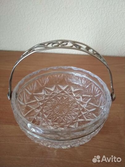 Конфетница хрусталь,мельхиор СССР