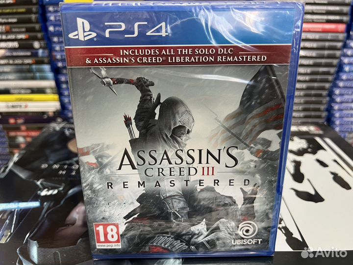 Диск Assassins Creed 3 III Remastered PS4 / Новый