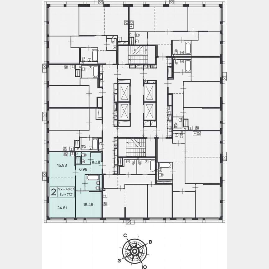 2-к. квартира, 77,7 м², 19/26 эт.